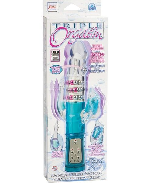 Vibratore rabbit Calexotics Triple Orgasm Triple Kiss con testina rotante e file di sfere