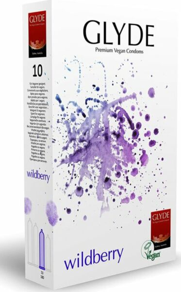 Confezione di preservativi Glyde Ultra Wildberry al gusto di mora, 10 pezzi