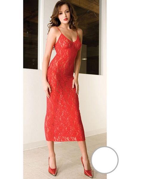 Vestito lungo bianco Music Legs, in pizzo e con spalline sottili