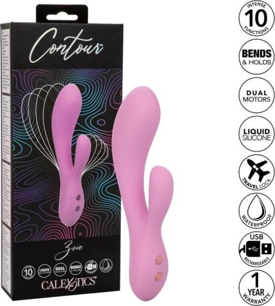 Vibratore rabbit CalExotics Contour Zoie con braccio curvo e stimolatore del clitoride