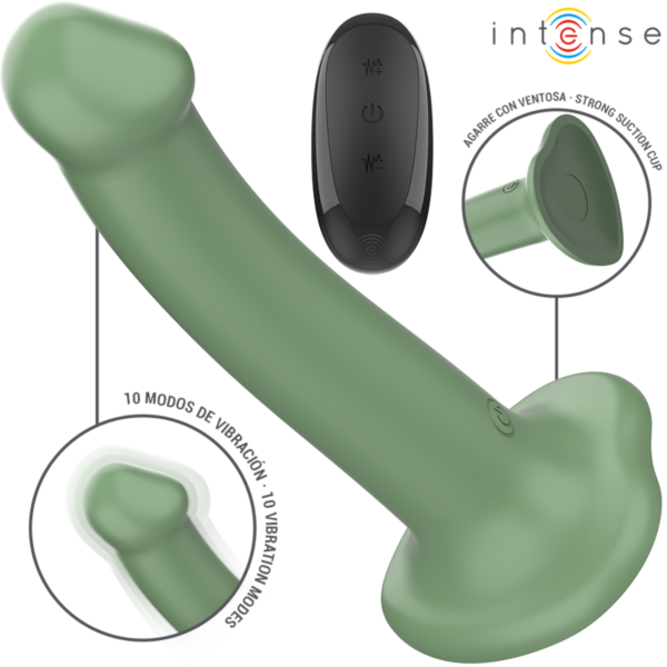Vibratore Intense Becca di colore verde, con ventosa e telecomando
