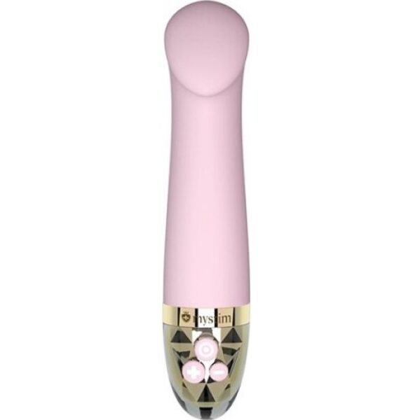 Vibratore per punto G Mystim Right on Ron di colore rosa, con asta curva e punta appiattita