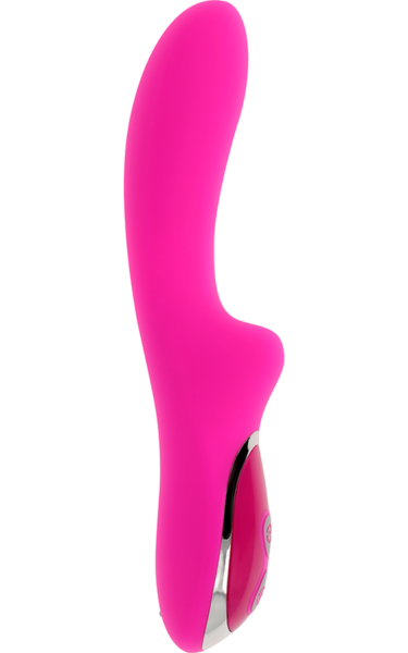 Vibratore rabbit Ohmama Magnetic Charge 21 cm, di colore rosa, con il suo piccolo coniglietto