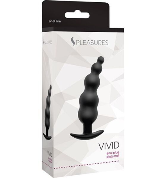 Plug anale S Pleasures Vivid nero, con sfere graduali e base di sicurezza