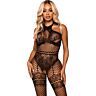 Bodystocking Leg Avenue con collo halter in rete