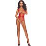 Bodystocking PASSION BS115 in rete e pizzo rosso