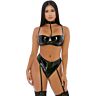 Set di lingerie in vinile con collo nero