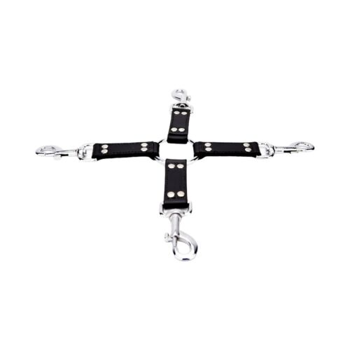 Restri zioni Bound Leather 4 Way Hog Tie con ganci sicuri