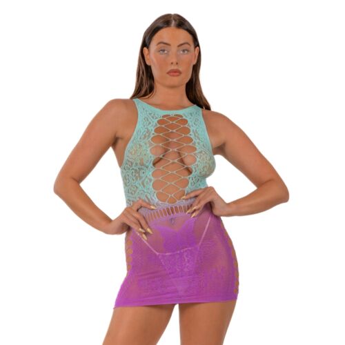 Vestito Lace Ombre Camicia da Notte con Dettagli Pizzo Finto