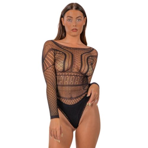 Body Lace con maniche lunghe e trasparente