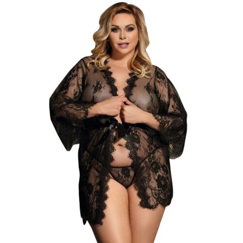 Peignoir Lingerie Sublime Queen Plus Size con pizzo floreale