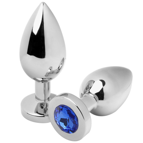Plug Anal METAL HARD Diamond Blue Small 5.71 cm in Acciaio
