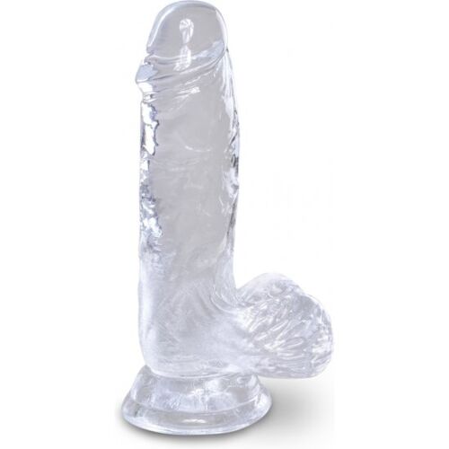 Pene realístico King Cock Clear 10.1 cm con testículos