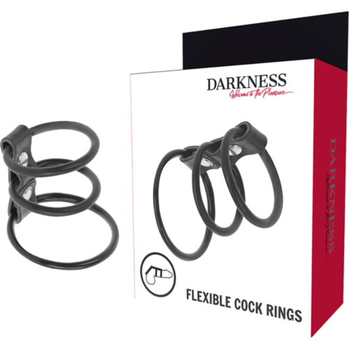 Anelli per pene DARKNESS - Set di 3 anelli flessibili