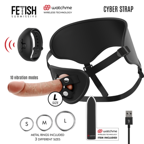 Arnesi FETISH SUBMISSIVE Cyber Strap con Dildo e Telecomando