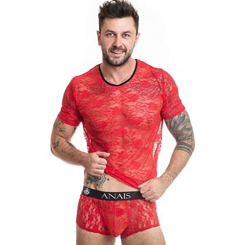 Maglietta ANAIS MEN Brave con pizzo rosso floreale