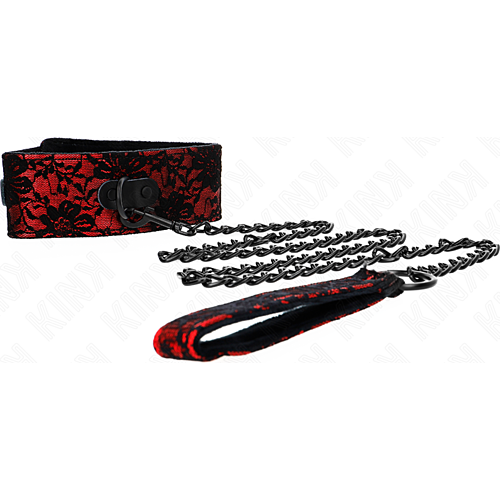 Collare KINK con Guinzaglio in Pelle Vera 105 cm