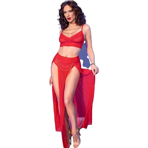 Conjunto di lingerie Chilirose CR 4850 con accessori dorati