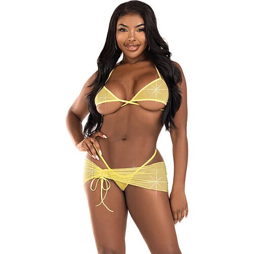 Conjunto di lingerie sexy Leg Avenue Set Diamanti Gialli