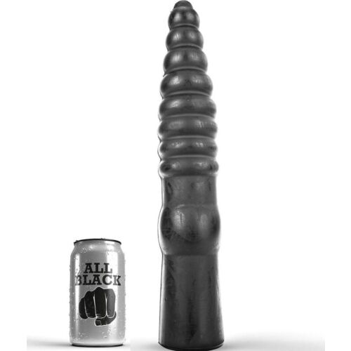 Dildo anale ALL BLACK 33 cm scanalato
