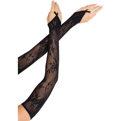 Guanti Lingerie Leg Avenue con pizzo floreale extra lunghi