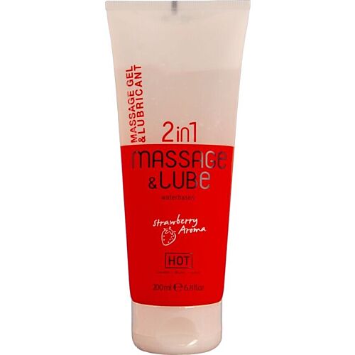 Gel Intimo HOT 2 in 1 Fragola 200ml - Massaggio e Lubrificante