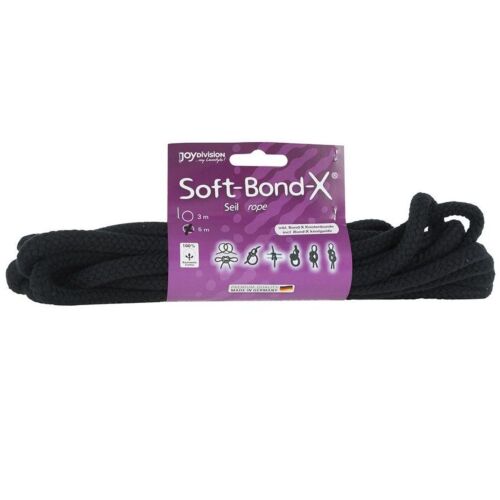 Corda bondage nera Soft-bond-x 5 metri