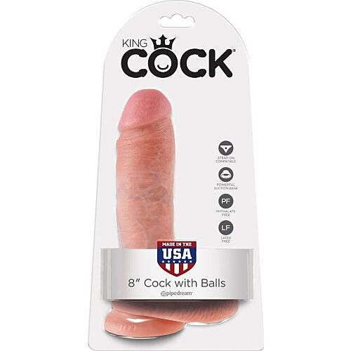 Dildo King Cock 8" con testicoli e ventosa