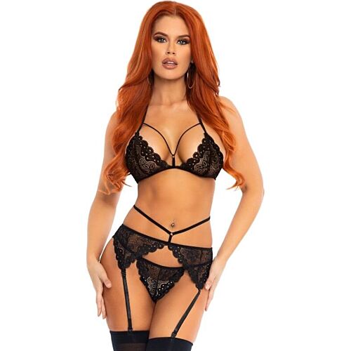 Lingerie Piccante Leg Avenue Set Tre Pezzi con Pizzo