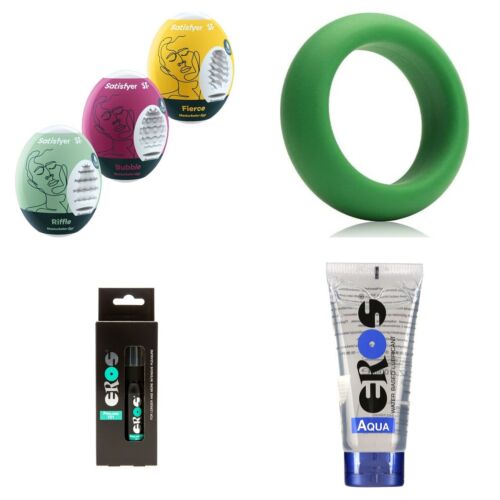 Kit uomo con ovetti masturbatori Satisfyer, anello e ritardante