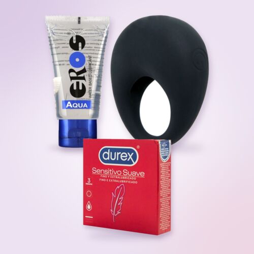 Kit per coppie con anello vibrante Pretty Love, preservativi e lubrificante