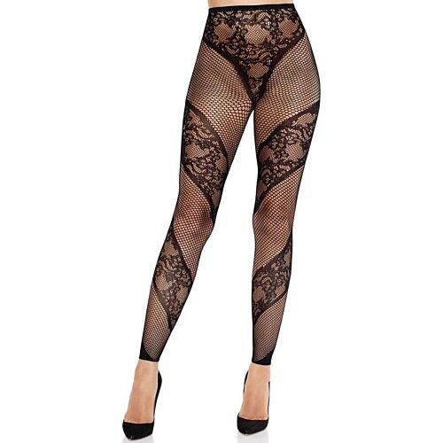 Medias Leg Avenue senza piede Lace and Net Illusion