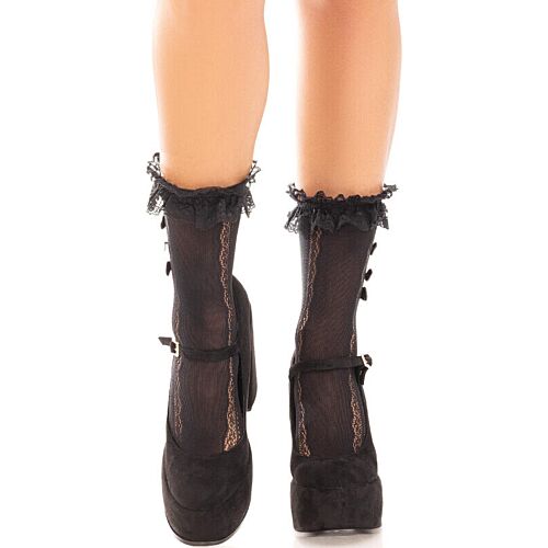 Medias Leg Avenue con volantes e dettagli sopra il collo