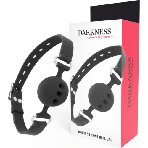 Mordaza BDSM Darkness con correas de cuero