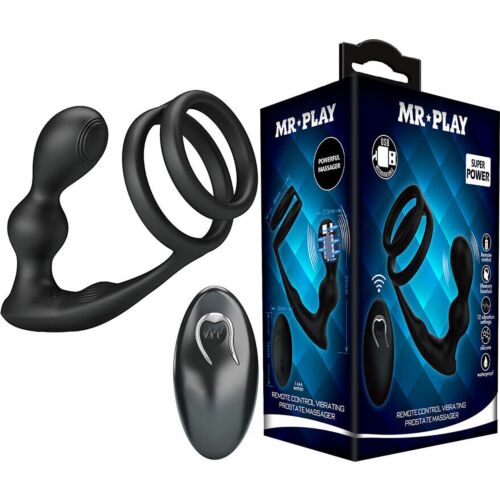 Anello per pene MR PLAY con plug anale e telecomando