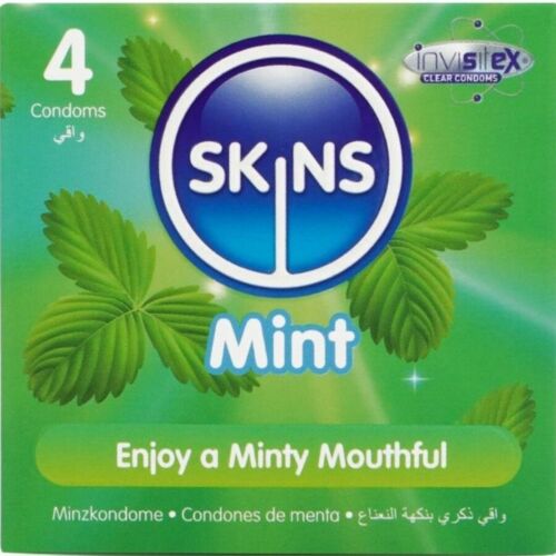 Preservativi SKINS Mint 4-Pack con Sapore Fresco