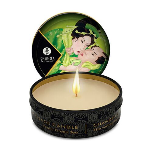 Candela da massaggio Shunga Mini Caress con aroma di tè verde