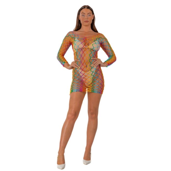 Lace by LJ Rainbow Long Sleeved Mini Dress Lace by LJ Rainbow Long Sleeved Mini Dress