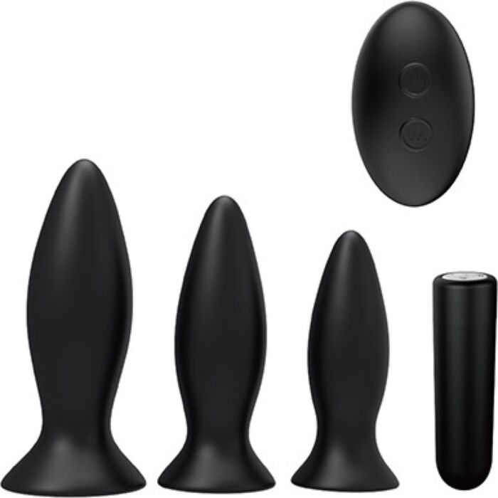 Plugs Anali S Pleasures Premium Line Triplicity Black con Vibrazione Plugs Anali S Pleasures Premium Line Triplicity Black con Vibrazione