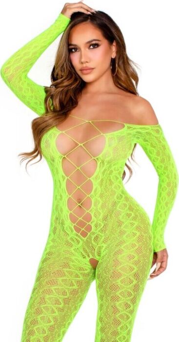 Bodystocking Leg Avenue Verde Neón Sin Entrepierna Bodystocking Leg Avenue Verde Neón Sin Entrepierna