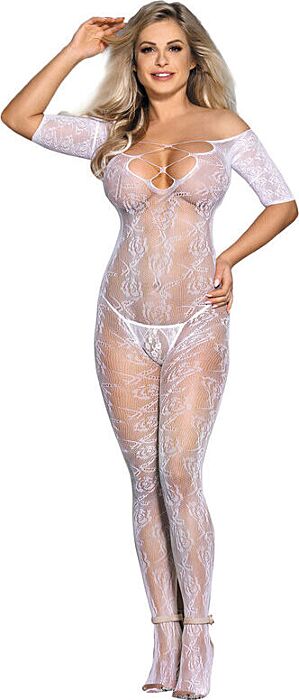Bodystocking Sublime Crotchless Rosa con Rosas Bodystocking Sublime Crotchless Rosa con Rosas