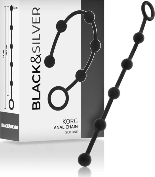Perle anali BLACK&SILVER Korg 5 sfere in silicone Perle anali BLACK&SILVER Korg 5 sfere in silicone