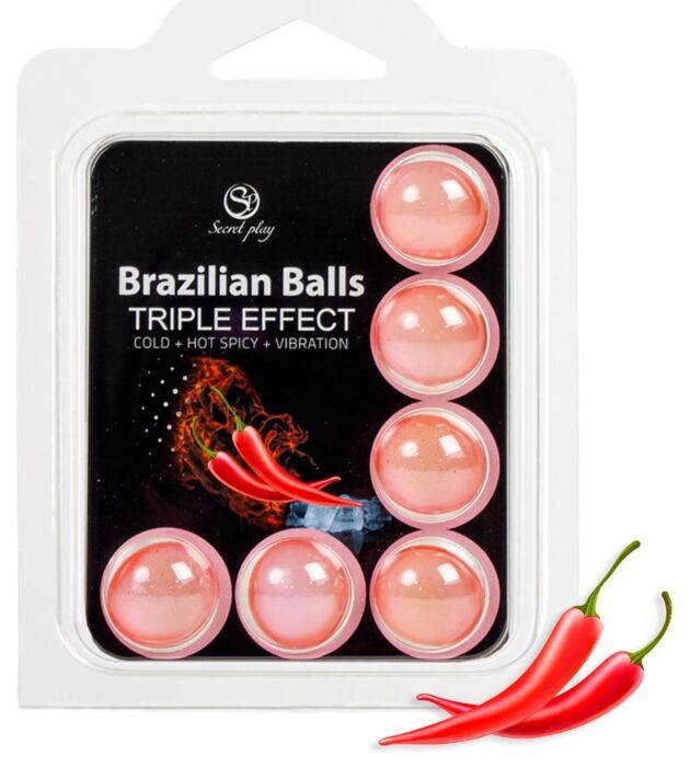 Set 6 Palline Brasiliane SECRETPLAY con Triplo Effetto