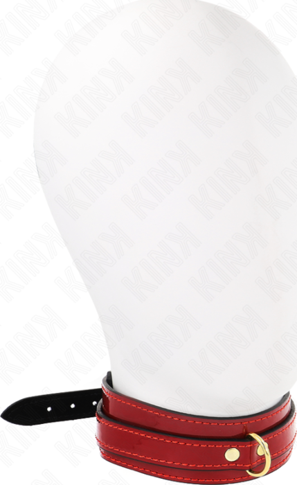 Collar BDSM KINK Rojo Vino Ajustable con Detalles Dorados