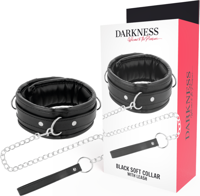 Collare Bondage DARKNESS con Catena in Pelle Morbida