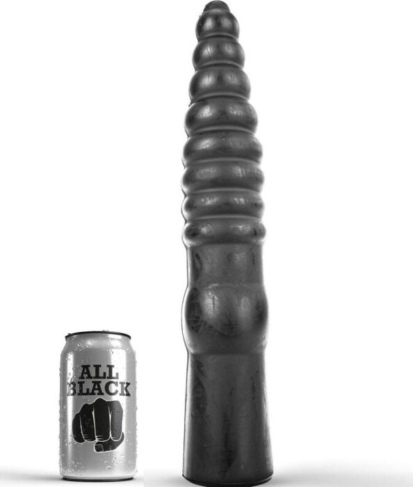 Dildo anale ALL BLACK 33 cm scanalato Dildo anale ALL BLACK 33 cm scanalato