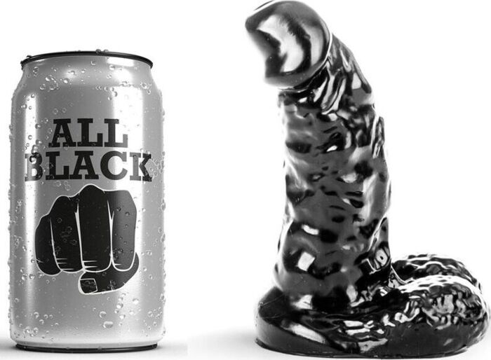 Dildo All Black 13 cm con caña acanalata