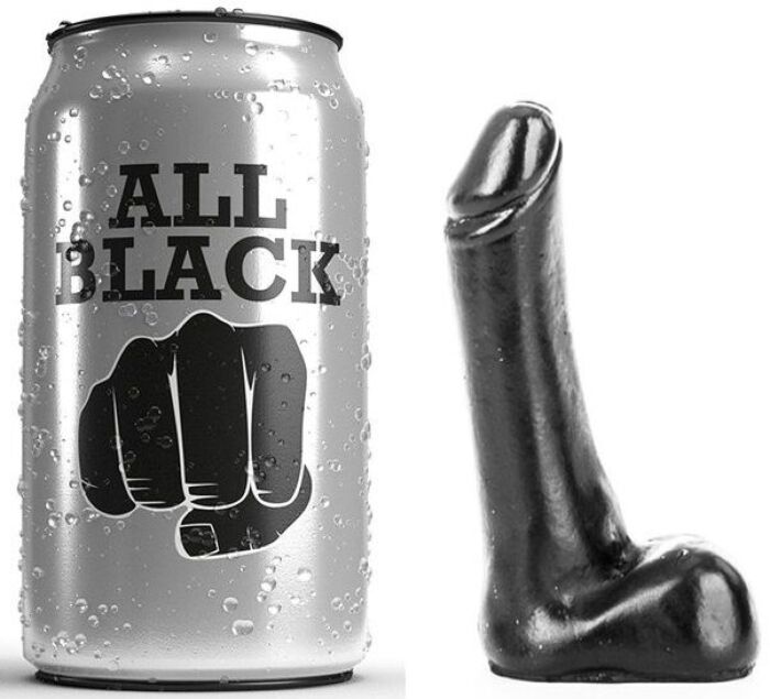 Dildo ALL BLACK 9 cm in silicone compatto