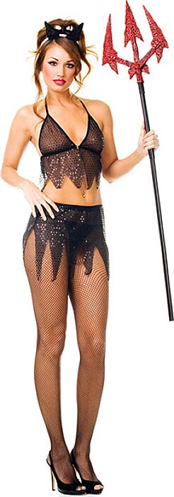 Costume Diavoletta Music Legs S/M con Top e Gonna Costume Diavoletta Music Legs S/M con Top e Gonna