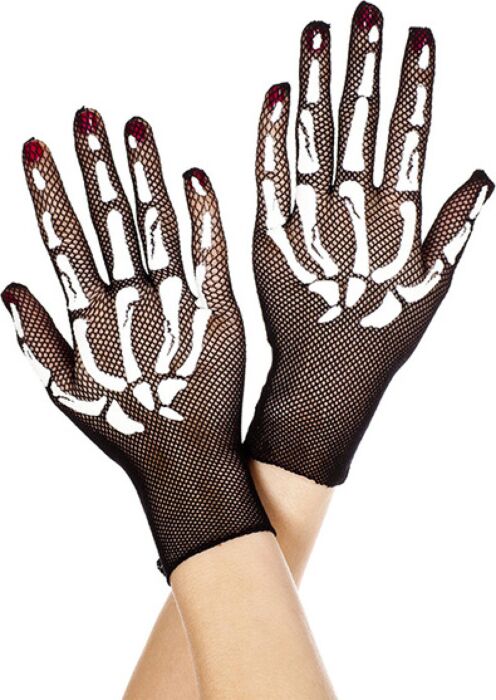 GUANTES NEGRO CON DIB ESQUELETO